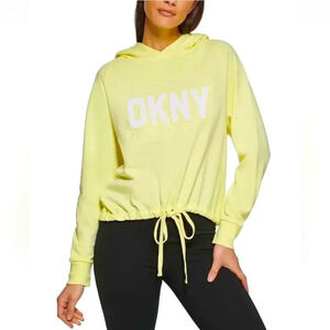 Dkny Sport Women's Drawstring-Hem Hoodie - Lemon Tart M Size NWT
